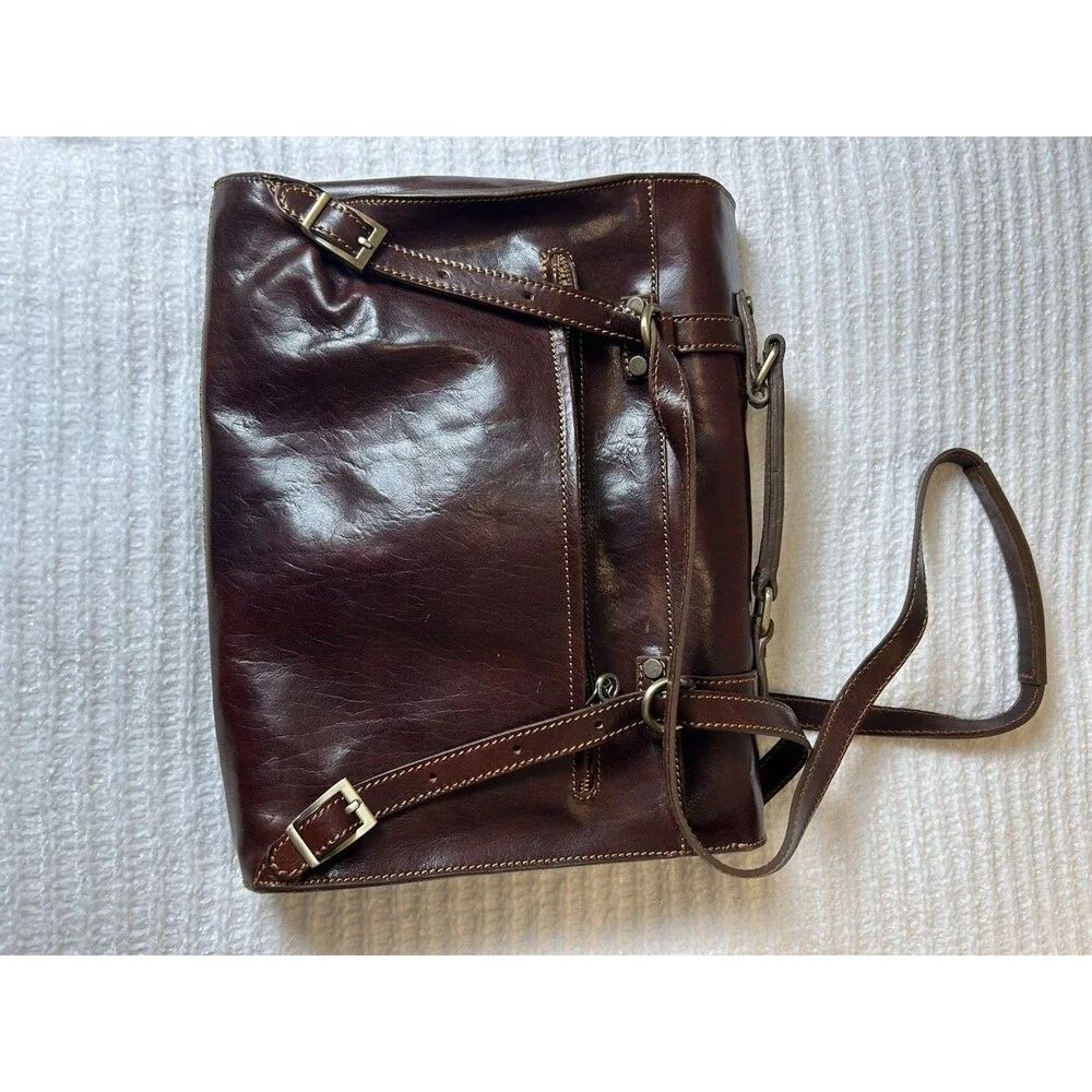 Tuscany Leather Firenze Handmade Leather Brown Briefcase Backpack York Office